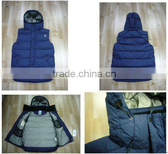 Men's Navy Hood Outdoor Duck Down High Quality Vest