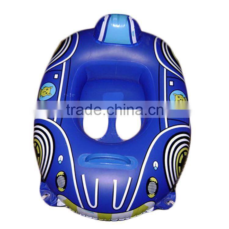 blue kids float baby boat with cool design,baby swimming ring with towable rope hole