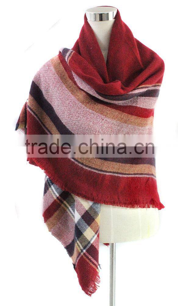 blanket square oversize black and white tartan shawl