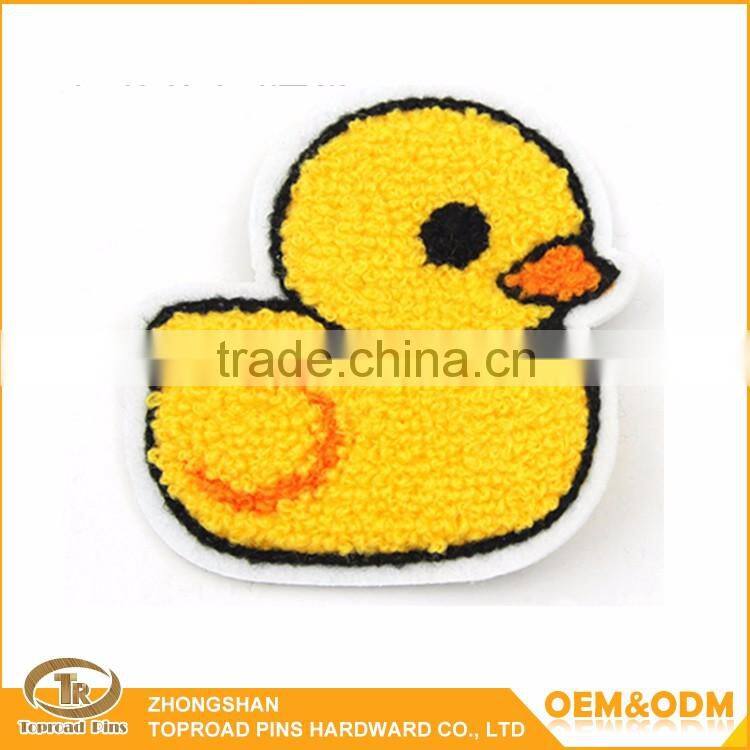 Cartoon design embroidery patch custom embroidery gold fish towel patch chenille patch sewing on towel