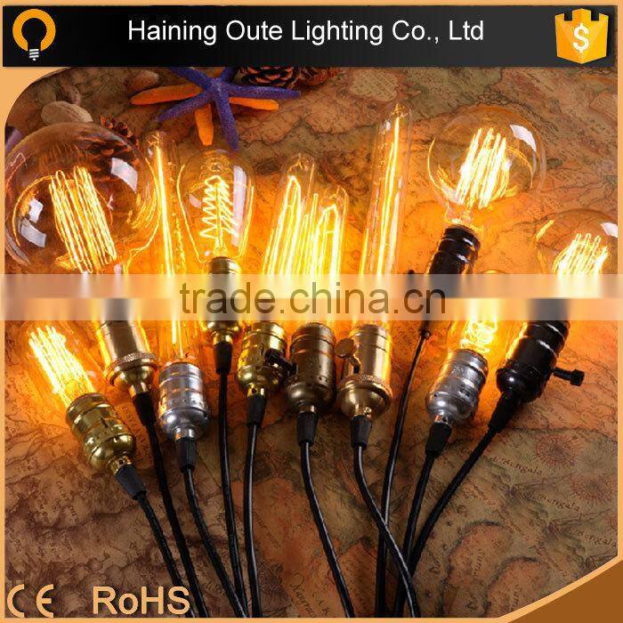 10 branches E27 antique brass single pendant light with black iron