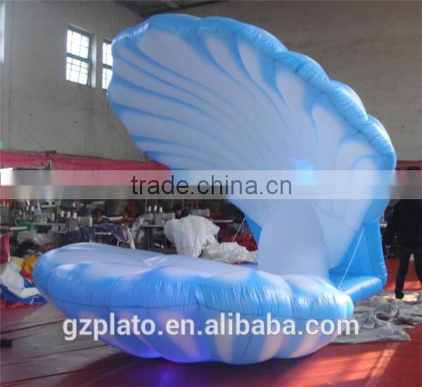 Decorative blue inflatable seashell inflatable replica model with led light for display