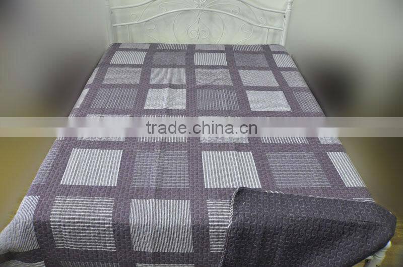 2015 high quality fake patchwork microfiber quilt set bedding set