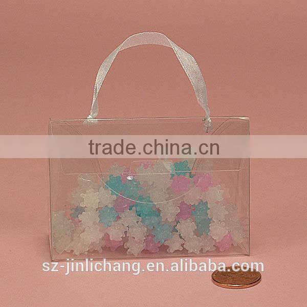 ribbon handle plastic mini purses style box
