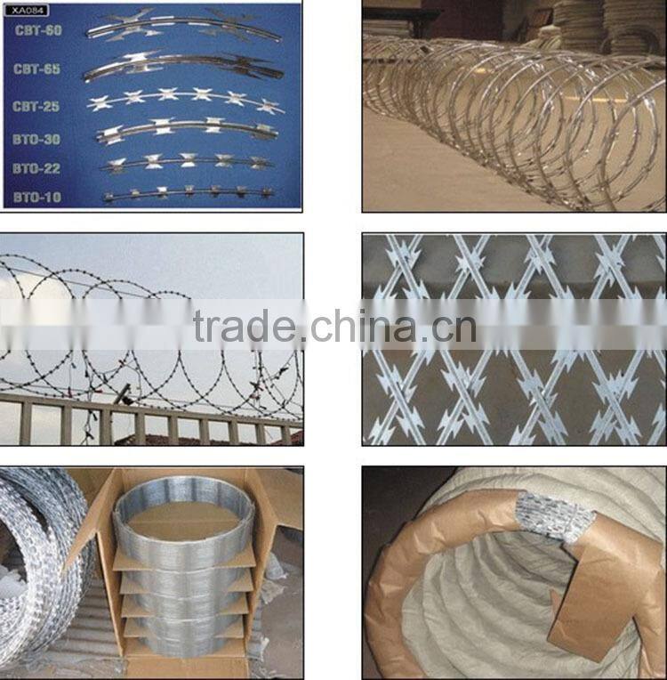 Low price electro Galvanized Flat wrap Razor Barbed Wire fencing