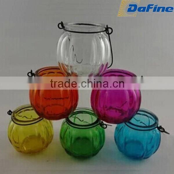 200ml Pumpkin Shaped Sprayed Colored Glass Candle Jars Glass Candle Holders For Home Decoration Wedding Decoration