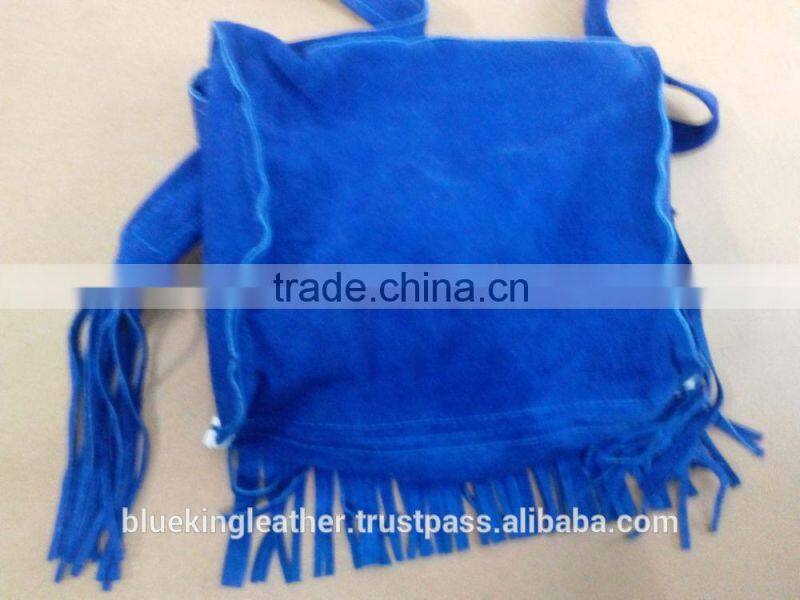 Handmade Western Style Real Suede Leather Beaded Ladies Shoulder Bag Fringed