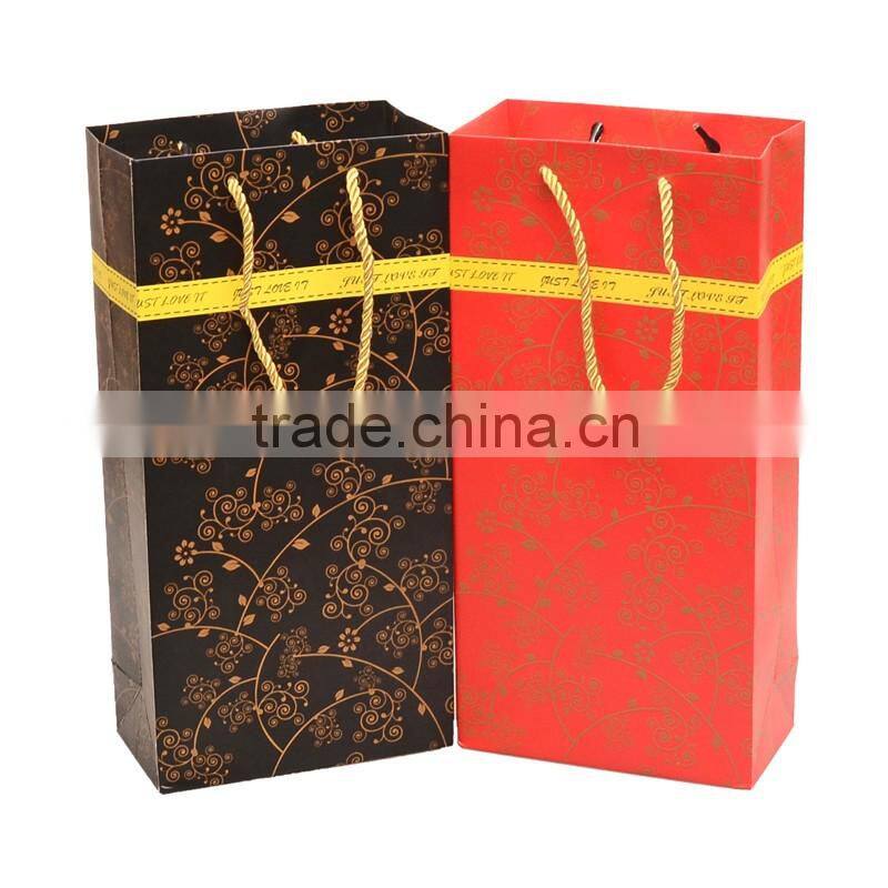 High quality strong coated paper wine packaging bag