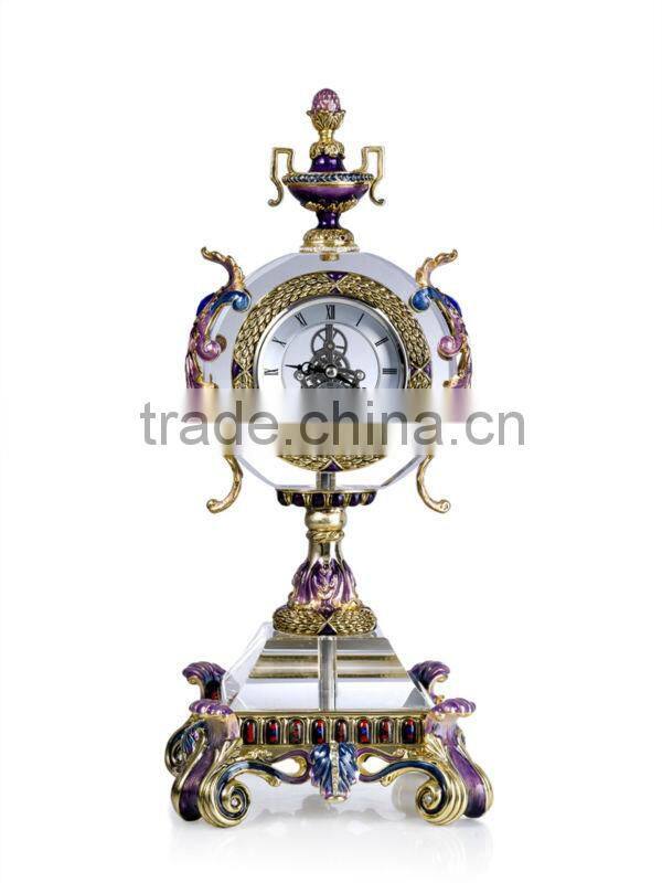 RORO Majestic Demeanor eagle enamel crystal glass table clock metal decorative clock furniture matching