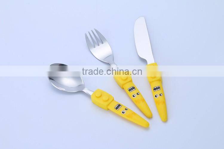 Adorable children's cartoon fork knife and spoon , china cutlery set