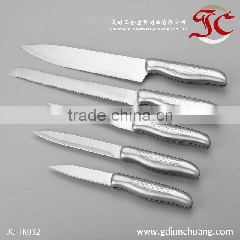 Wholesale 5pcs sandwich handle cheap kitchen knife set with wooden block