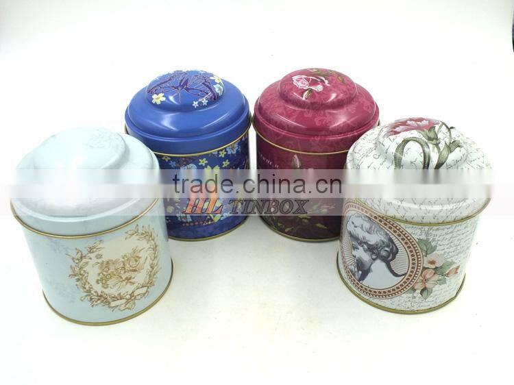 Round Tea Tin Box with Special Lid Tea Can Tin Box