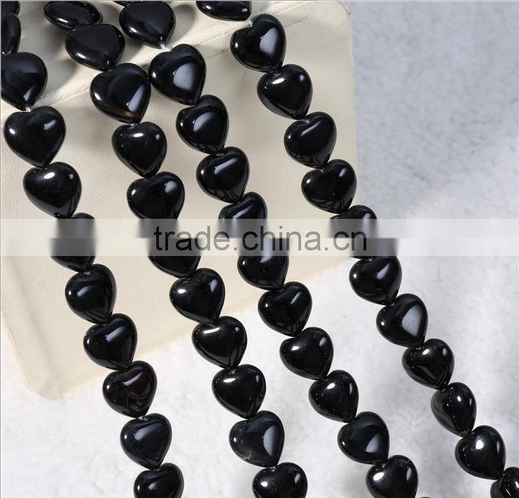 Natural loose heart shape onyx strand size 6 12 14mm wholesale natural agate black gemstone