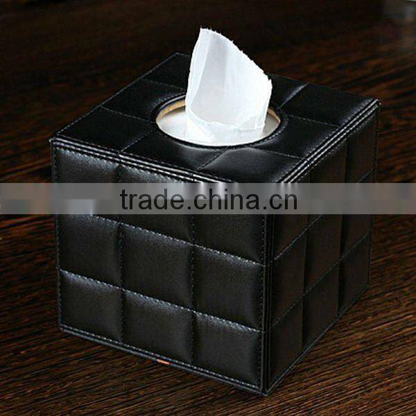 delicate black leather tissue box wholesale antique household box for tissue