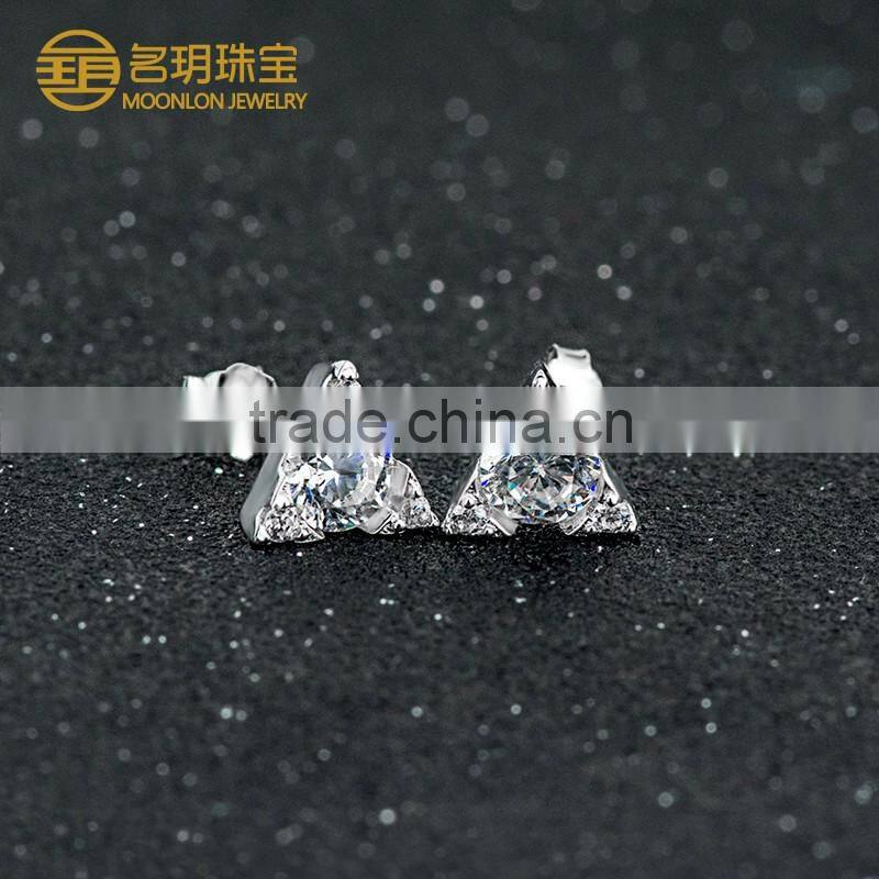 Fashion geometric figure sterling silver gemstone stud earrings for stylish women