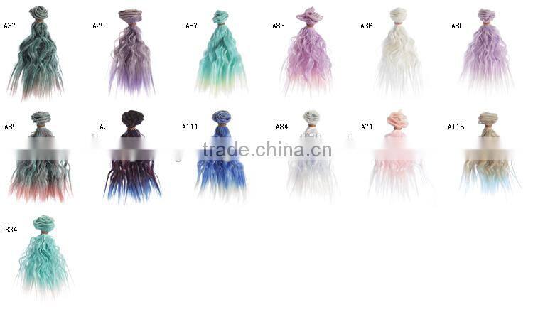 ombre color Kinky curl sythetic hair piece for doll wig