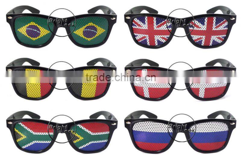 2014 New Collection Pinhole Sticker Fans Glasses With Flag printing lens Sticker Promotion 2014 Night Club Glasses (BSP2836)