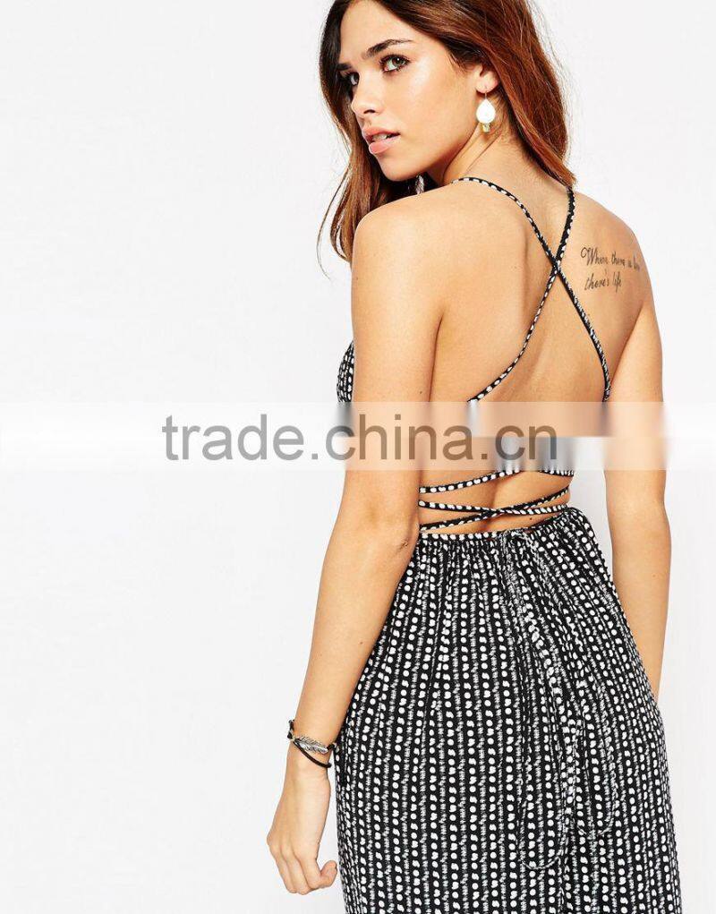 women summer jumpsuit woodblock print also do custom printing one piece jumpsuit strappy back cami Jumpsuit