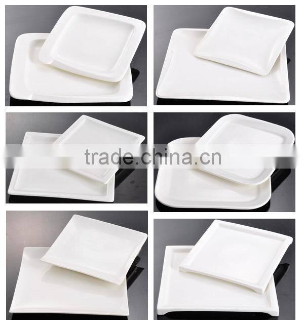 Custom Porcelain Crockery Fine Bone China Molomite Ceramic Square Plate