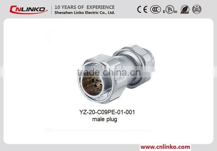 Made in china 9 pin stage lighting Male cable connector waterproof electric connector IP67 metal quick connector