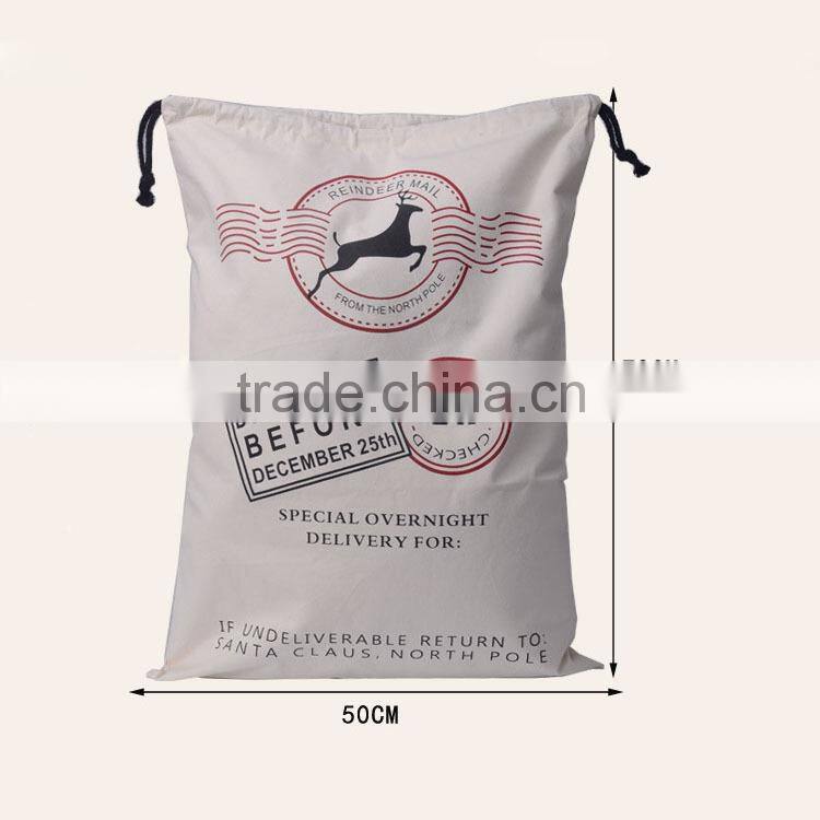 Latest santa sack bag with drawstring canvas santa sack christmas gift stocking santa sack