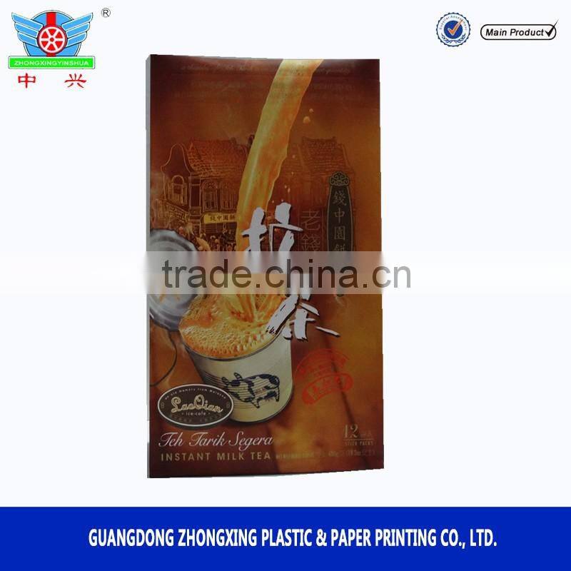 Instant milk tea block bottom pouch/coffee or tea Powder sachets with flat bottom pouch