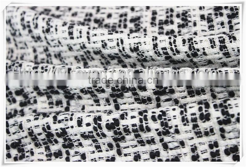 2016 M.seven Black/white thick tweed fabric, wool blend polyester fabric for casual and formal wear