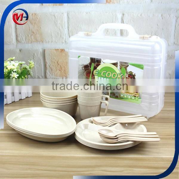 Plastic Picnic/Camping/BBQ/Party Dinner Plate Bowl Mug Cutlery Set