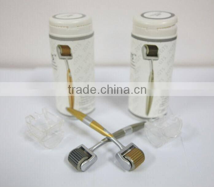 Good quality cosmetic product Silvery& golden ZGTS titanium Derma Roller/micro needle skin roller for acne,scar removal -L006