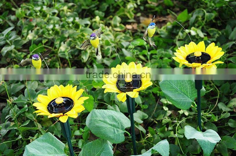 hotest solar hummingbird with sunflower solar dancing hummingbird garden decoration solar hummingbird artificial hummingbird