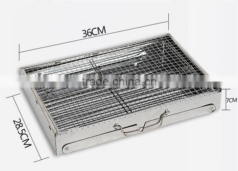 BBQ grill white stainless steel family use easy to take outdoor