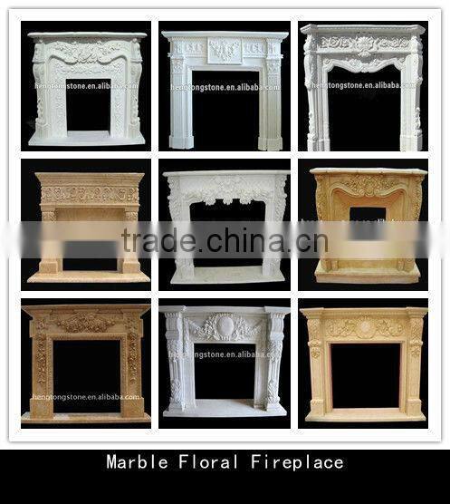 Beautiful Yellow Marble Floral Fireplace