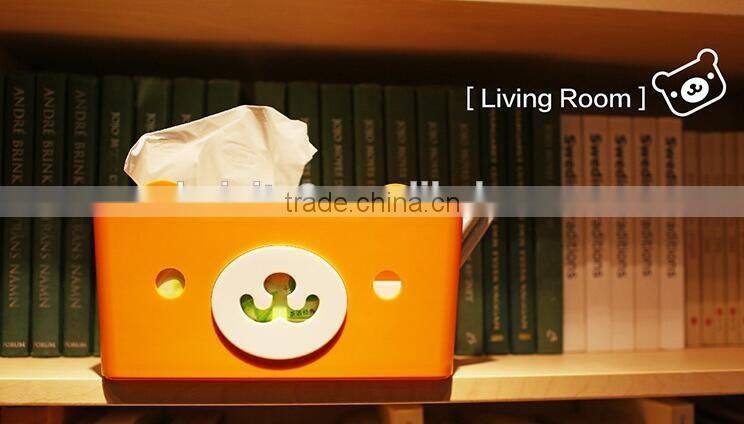 CY059 Multi-functional 4 colors Tissue Box Cute Bear Paper Holder With Storage Grid