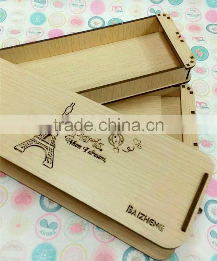 The large capacity simple wooden students creative custom printed pencil case