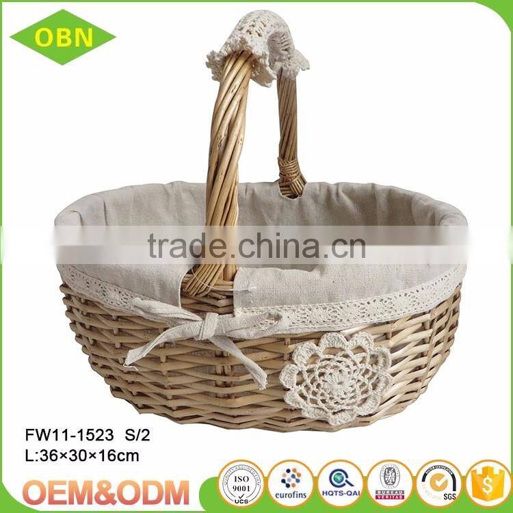 Wholesale Cheap Handmade Willow Woven Wicker Fruits Basket with Handle