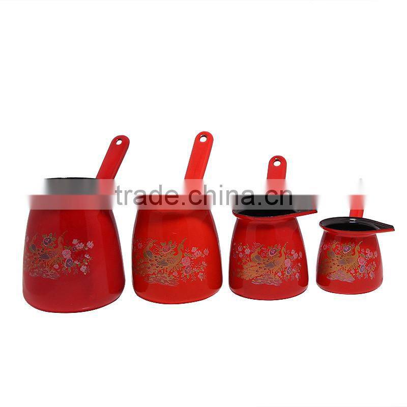 Red color enamel coffee pot/coffee jug with long handle