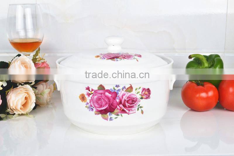 8" microwave ceramic pot with porcelain lid