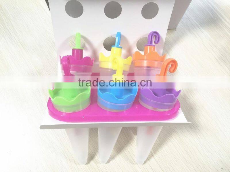 BPA FREE 100%6 terms Plastic Ice Popsicle Mold/Umbrella shap plastic ice cream mold