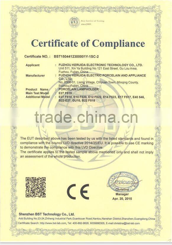 CE VDE approved electric ceiling bakelite E27 lamp holder