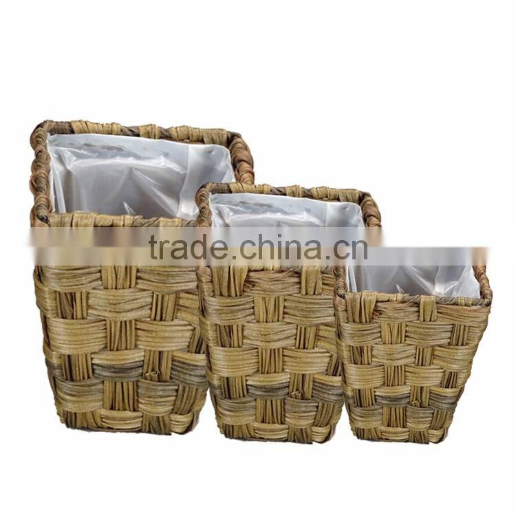 Plastic Flower Pot Garden Planter Basket with lining,Set of 3