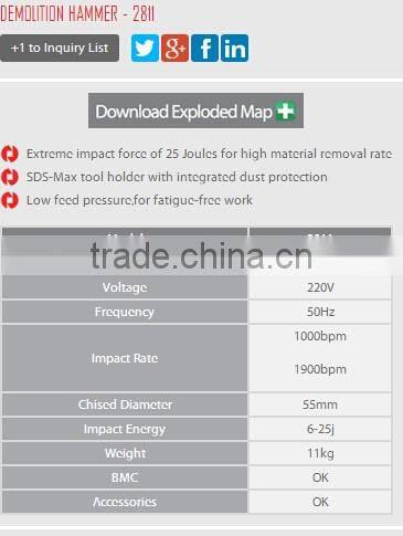 Ronix Premium Quality Demolition Hammer 55mm 1800W model 2811