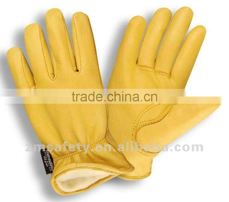 Mens black furniture hide Canadian pattern winter working gloves