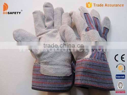 Safety Cow Split Leather Work Gloves With Double Palm And Reinforced