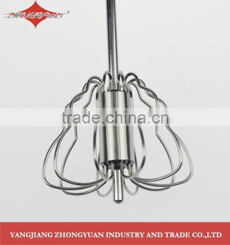 Stainless steel rotary self-mixer miracle whisk hand push 14-inch