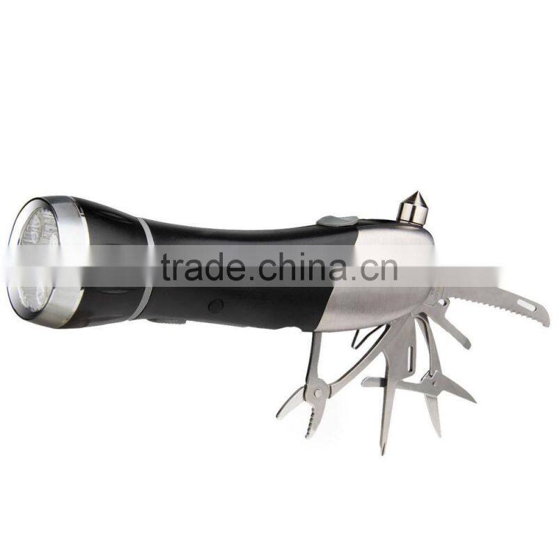 2016 new arrival 8 in1 LED Flashlight Torch Light Lamp Multifunction Emergency Rescue Escape Tool