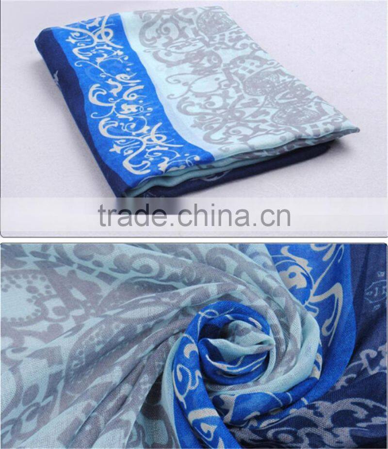 High Quality Gradual Colors Voile Female Scarves Shawl Wrap Long Foulard Women Scarf Flower Print