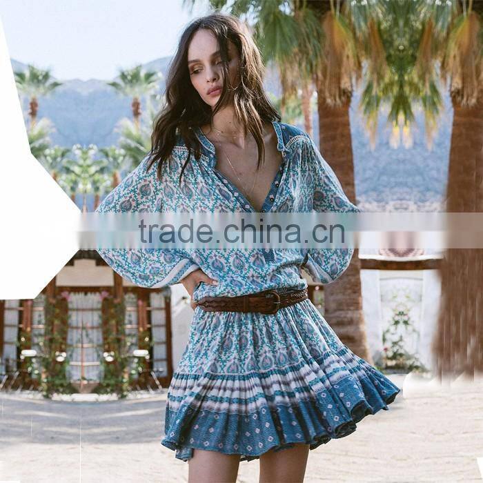Boho Print Floral Summer Beach Dress