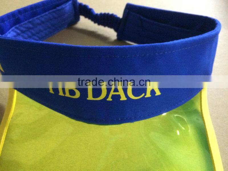 Custom Colorful Plastic And PVC Sun Visor hat with dongguan factory