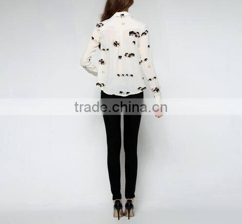 OEM Ladies Long Sleeve Pattern Printed Shirt