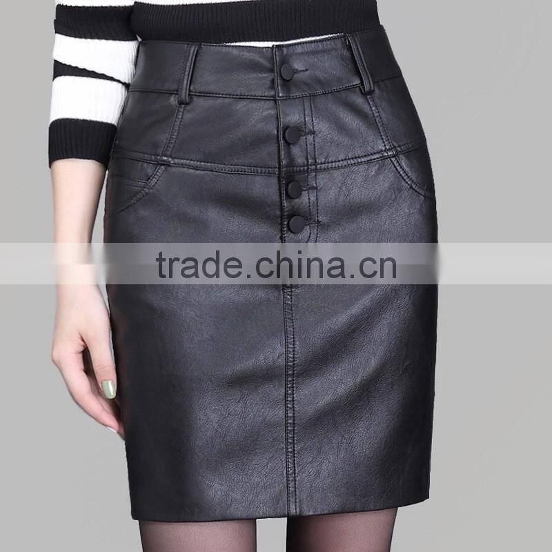 Latest design high wasit sexy lady leather pencil skirt